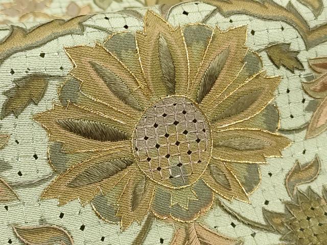 平和屋本店●極上　中国三大刺繍　スワトウ刺繍　汕頭刺繍　総刺繍　訪問着　更紗花文　金糸　逸品　DZAB9068kh6