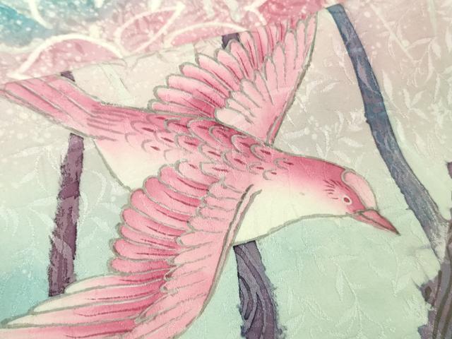平和屋着物●極上　セミアンティーク　訪問着　手描き　枝花　飛鳥文　ろうけつ染め　暈し染め　逸品　DZAB9070kh6
