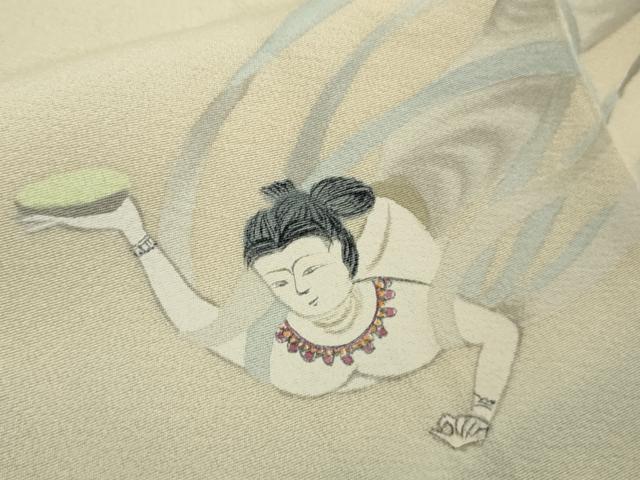 平和屋本店●極上　訪問着　手描き　天女　肌色地　暈し染め　ますいわ屋扱い　逸品　DZAB9072kh6