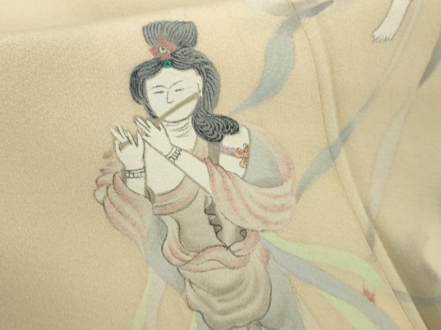 平和屋本店●極上　訪問着　手描き　天女　肌色地　暈し染め　ますいわ屋扱い　逸品　DZAB9072kh6