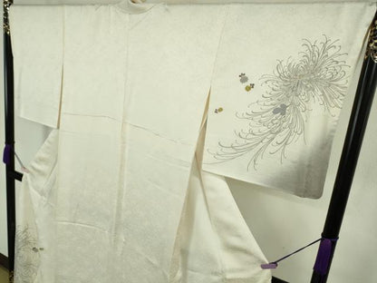 平和屋本店●極上　訪問着　刺繍　乱菊　象牙色地　暈し染め　金糸　ロング丈　逸品　DZAB9073kh6