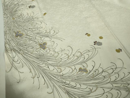 平和屋本店●極上　訪問着　刺繍　乱菊　象牙色地　暈し染め　金糸　ロング丈　逸品　DZAB9073kh6