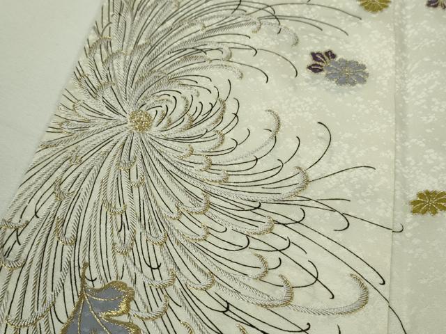 平和屋本店●極上　訪問着　刺繍　乱菊　象牙色地　暈し染め　金糸　ロング丈　逸品　DZAB9073kh6