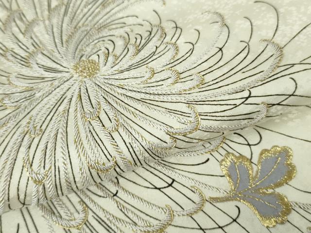 平和屋本店●極上　訪問着　刺繍　乱菊　象牙色地　暈し染め　金糸　ロング丈　逸品　DZAB9073kh6