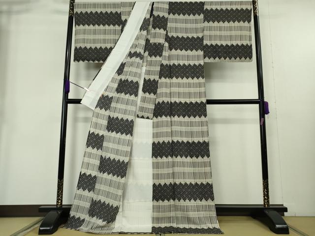 平和屋着物▽極上　池田重子コレクション　小紋　単衣　工字繋ぎ　間道　鬼しぼ縮緬　ますいわ屋扱い　反端付き　逸品　未使用 DZAB9074kh6