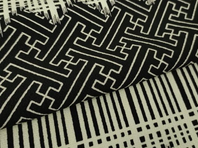 平和屋着物▽極上　池田重子コレクション　小紋　単衣　工字繋ぎ　間道　鬼しぼ縮緬　ますいわ屋扱い　反端付き　逸品　未使用 DZAB9074kh6