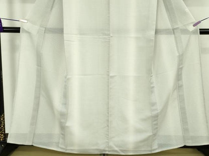 平和屋着物＊極上　夏物　小紋　紗　間道　白鼠色地　暈し染め　逸品　DZAB9084kh6
