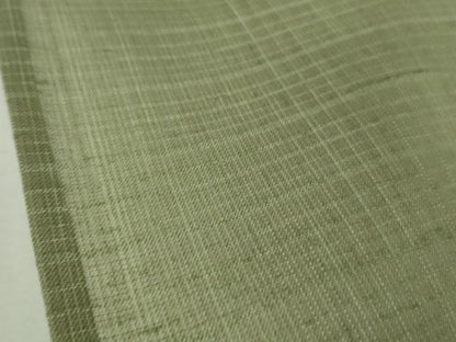 平和屋着物＊極上　夏物　赤城生紬　ムガシルク糸刺繍　舞花文　山葵色地　証紙付き　逸品　DZAB9085kh6
