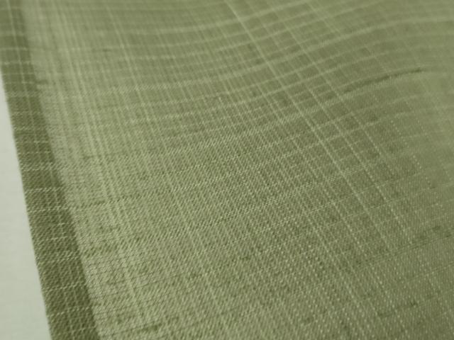 平和屋着物＊極上　夏物　赤城生紬　ムガシルク糸刺繍　舞花文　山葵色地　証紙付き　逸品　DZAB9085kh6