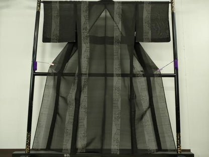 平和屋着物＊極上　夏物　本場大島紬　夏大島　9マルキ　壁画文様　黒地　逸品　未使用　DZAB9086kh6　
