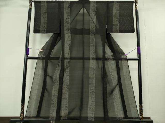 平和屋着物＊極上　夏物　本場大島紬　夏大島　9マルキ　壁画文様　黒地　逸品　未使用　DZAB9086kh6　