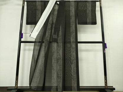 平和屋着物＊極上　夏物　本場大島紬　夏大島　9マルキ　壁画文様　黒地　逸品　未使用　DZAB9086kh6　