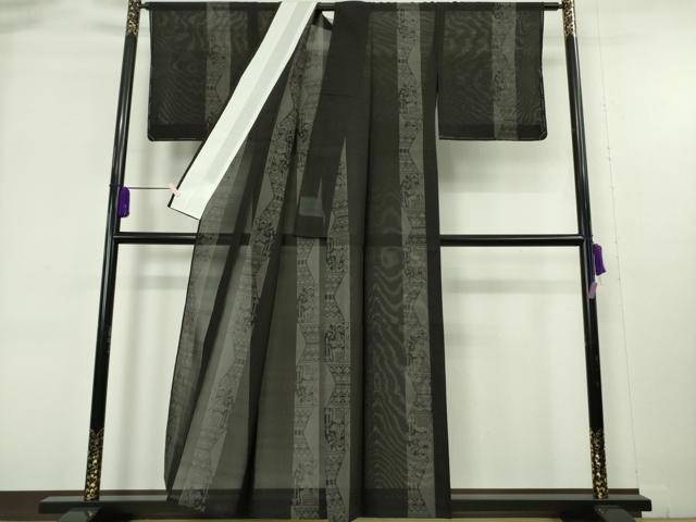 平和屋着物＊極上　夏物　本場大島紬　夏大島　9マルキ　壁画文様　黒地　逸品　未使用　DZAB9086kh6　