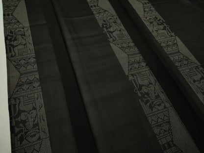 平和屋着物＊極上　夏物　本場大島紬　夏大島　9マルキ　壁画文様　黒地　逸品　未使用　DZAB9086kh6　