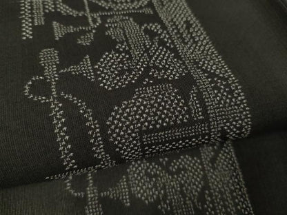 平和屋着物＊極上　夏物　本場大島紬　夏大島　9マルキ　壁画文様　黒地　逸品　未使用　DZAB9086kh6　