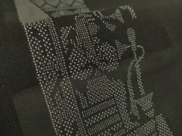 平和屋着物＊極上　夏物　本場大島紬　夏大島　9マルキ　壁画文様　黒地　逸品　未使用　DZAB9086kh6　