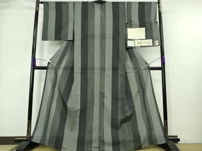 平和屋着物＊極上　夏物　明石ちぢみ　間道　証紙付き　逸品　DZAB9087kh6