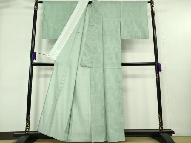 平和屋本店＊極上　夏物　石川県指定無形文化財　夏牛首紬　白山工房　手織り　よろけ縞　証紙付き　逸品　DZAB9090kh6