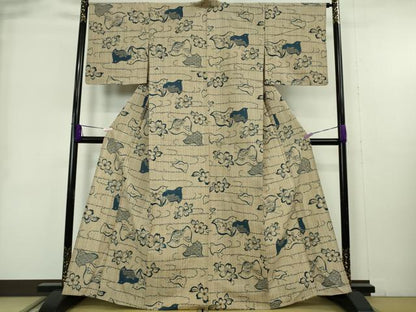 平和屋本店∴極上　夏物　竺仙　浴衣　綿　千鳥　桜　逸品　DZAB9091kh6