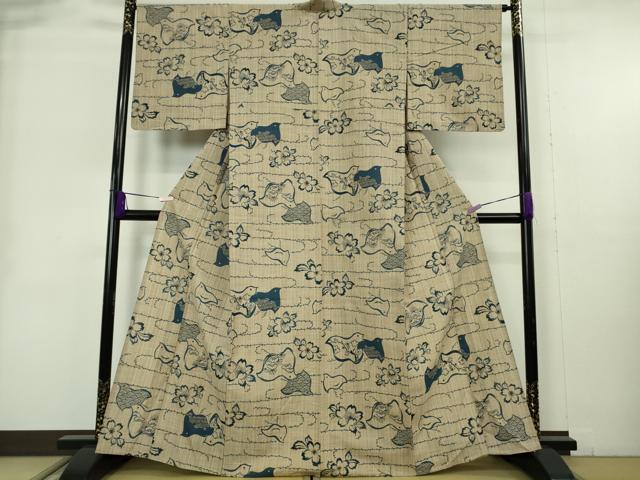 平和屋本店∴極上　夏物　竺仙　浴衣　綿　千鳥　桜　逸品　DZAB9091kh6