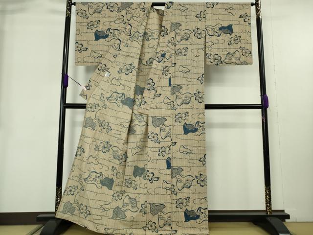 平和屋本店∴極上　夏物　竺仙　浴衣　綿　千鳥　桜　逸品　DZAB9091kh6
