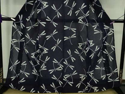 平和屋着物∴極上　夏物　竺仙　綿紅梅　浴衣　蜻蛉　トンボ　逸品　DZAB9092kh6