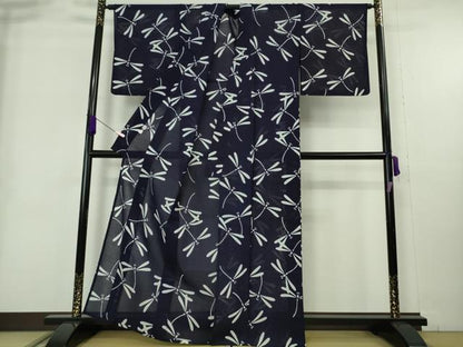 平和屋着物∴極上　夏物　竺仙　綿紅梅　浴衣　蜻蛉　トンボ　逸品　DZAB9092kh6
