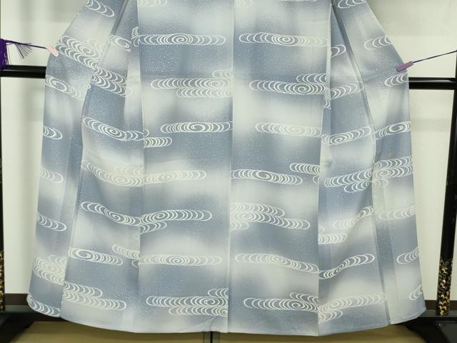 平和屋着物＊極上　夏物　池田重子コレクション　小紋　絽縮緬　観世水　暈し染め　銀彩　井筒工藝謹製　逸品　DZAB9094kh6