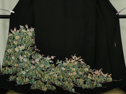 平和屋本店●極上　黒留袖　麗光刺繍　総刺繍　松梅椿　金糸　逸品　未使用　DZAB9095kh6