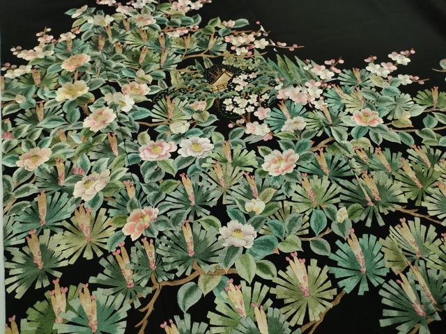 平和屋本店●極上　黒留袖　麗光刺繍　総刺繍　松梅椿　金糸　逸品　未使用　DZAB9095kh6