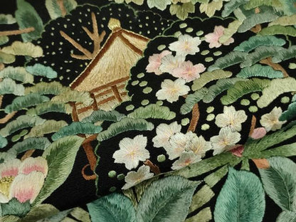 平和屋本店●極上　黒留袖　麗光刺繍　総刺繍　松梅椿　金糸　逸品　未使用　DZAB9095kh6