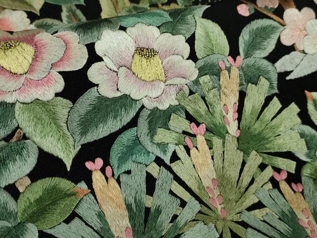 平和屋本店●極上　黒留袖　麗光刺繍　総刺繍　松梅椿　金糸　逸品　未使用　DZAB9095kh6