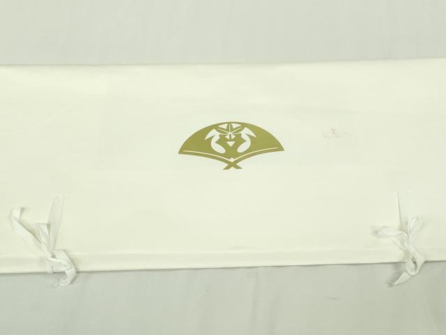 平和屋本店●国際的伝統工芸作家 十二代・藤林徳扇 苑寿 長襦袢 無双仕立て 扇地紋 薄萌葱色 共箱・たとう紙付き 逸品 未使用　DZAB9097kh6