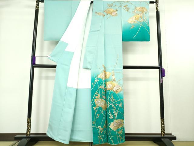 平和屋本店●極上 国際的伝統工芸作家 十二代・藤林徳扇 苑寿 訪問着・長襦袢セット 駒刺繍 暈し 金銀彩 共箱付き 逸品 未使用 DZAB9098kh6