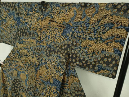 平和屋本店●極上　十七代京屋林蔵　絞手描き　草木染　訪問着　さめ小袖　幔幕草花文　共箱付き　逸品　DZAB9099kh6