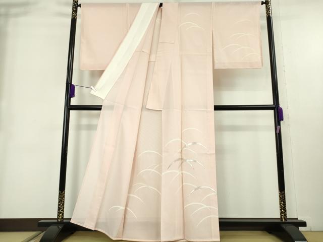 平和屋本店＊希少　夏物　皇室献上作家 野村静枝　佐賀錦　訪問着　縦絽　芝文　薄い水柿色地　銀糸　共箱付き　逸品　未使用　DZAB9100kh6