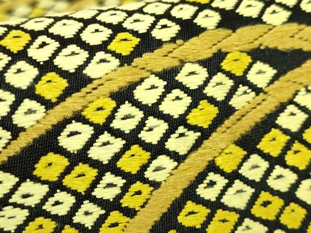 平和屋着物●極上　銀座もとじ　六通柄袋帯　唐織　鹿子　雪輪　黒地　逸品　DZAB9101kh6