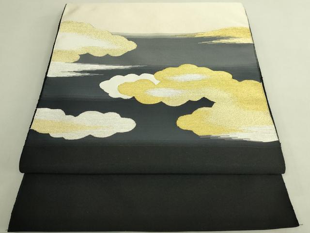 平和屋着物●極上　爪掻き本綴れ　八寸名古屋帯　雲取り文　金銀糸　逸品　未使用　DZAB9103kh6