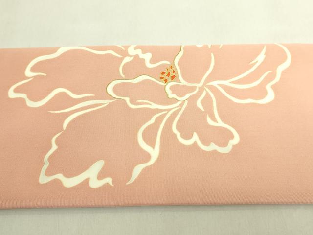 平和屋着物●極上　京の名門　友禅　染の北川　塩瀬　九寸名古屋帯　花　金彩　宮腰織物　反端付き　逸品　未使用　DZAB9106kh6