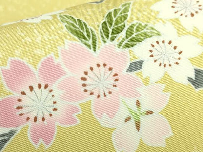 平和屋本店●極上　日本工芸会正会員　東京手描友禅作家　生駒暉夫　塩瀬　九寸名古屋帯 鴛鴦桜文 反端・紙タグ付 逸品 未使用 DZAB9109kh6