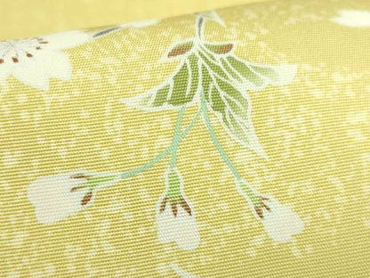 平和屋本店●極上　日本工芸会正会員　東京手描友禅作家　生駒暉夫　塩瀬　九寸名古屋帯 鴛鴦桜文 反端・紙タグ付 逸品 未使用 DZAB9109kh6