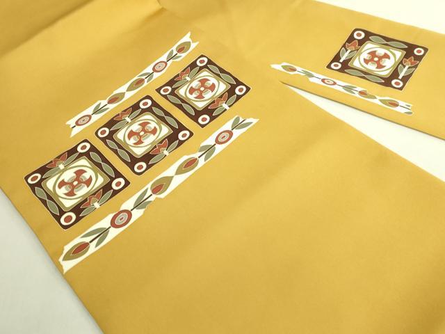 平和屋着物●極上　京の名門　友禅　染の北川　塩瀬　九寸名古屋帯　駒刺繍　抽象文様　宮腰織物　金彩　反端付　逸品　未使用 DZAB9114kh6
