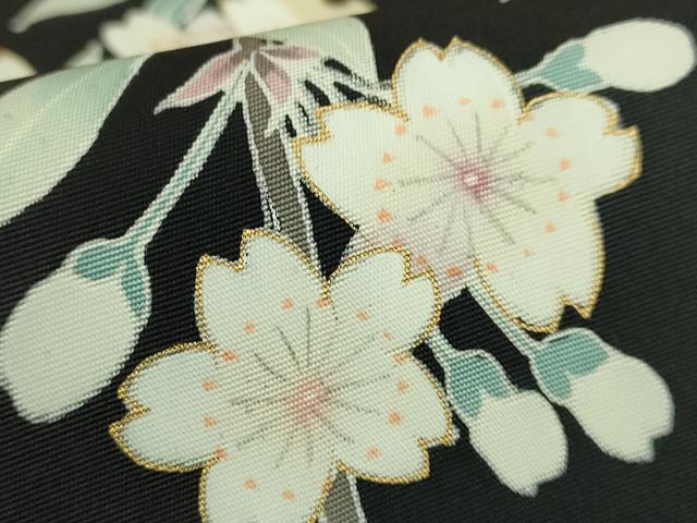 平和屋着物●極上　東京友禅　佐藤光幸　塩瀬　九寸名古屋帯　雪月花　五泉　黒地　金彩　反端付き　逸品　未使用　DZAB9115kh6