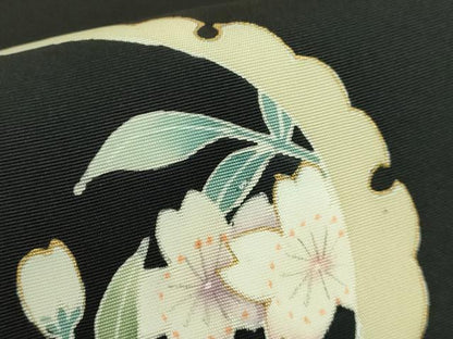 平和屋着物●極上　東京友禅　佐藤光幸　塩瀬　九寸名古屋帯　雪月花　五泉　黒地　金彩　反端付き　逸品　未使用　DZAB9115kh6