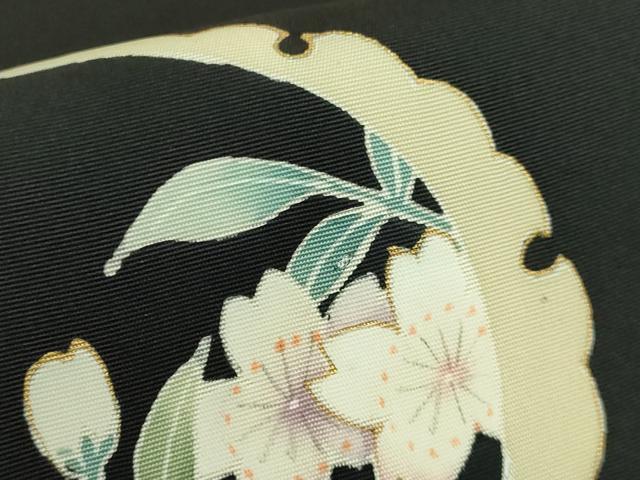 平和屋着物●極上　東京友禅　佐藤光幸　塩瀬　九寸名古屋帯　雪月花　五泉　黒地　金彩　反端付き　逸品　未使用　DZAB9115kh6