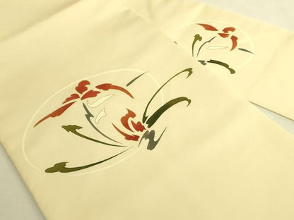 平和屋着物●極上　塩瀬　九寸名古屋帯　刺繍　草花文　蒸栗色地　金彩　逸品　未使用　DZAB9118kh6