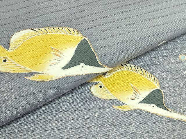 平和屋着物＊極上　夏物　東京友禅　佐藤光幸　絽塩瀬 九寸名古屋帯 熱帯魚 エンゼルフィッシュ 五泉 金彩 反端付 逸品 未使用 DZAB9124kh6