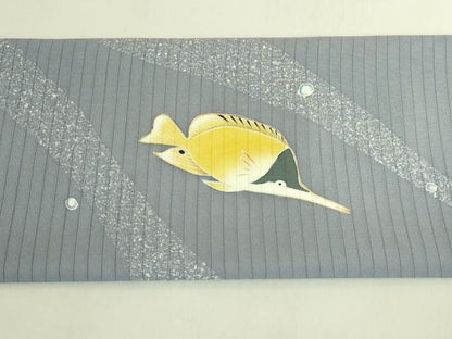 平和屋着物＊極上　夏物　東京友禅　佐藤光幸　絽塩瀬 九寸名古屋帯 熱帯魚 エンゼルフィッシュ 五泉 金彩 反端付 逸品 未使用 DZAB9124kh6