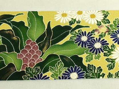 平和屋本店●超希少　東京友禅　久呂田明功　九寸名古屋帯　草花文　金彩　鬼しぼ縮緬　逸品　DZAB9128kh6