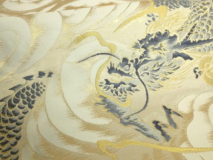 平和屋本店●極上　洛楽人工房　太鼓柄袋帯　唐織　立波に龍　金糸　逸品　DZAB9134kh6